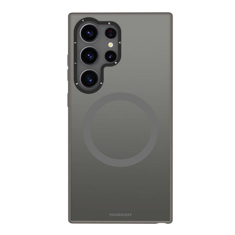 Galaxy S24 Ultra Kılıf Magsafe Şarj Özellikli Çizilmeye Ve Aşınmaya Dayanıklı Youngkit Velvet Serisi Kılıf Gri