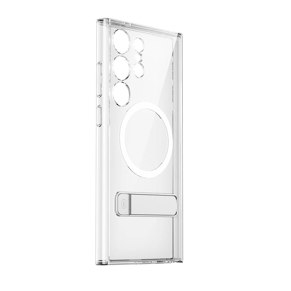 Galaxy S24 Ultra Kılıf Magsafe Şarj Özellikli Kamera Korumalı Standlı Wiwu KCC-025 Aurora Serisi Kılıf Şeffaf