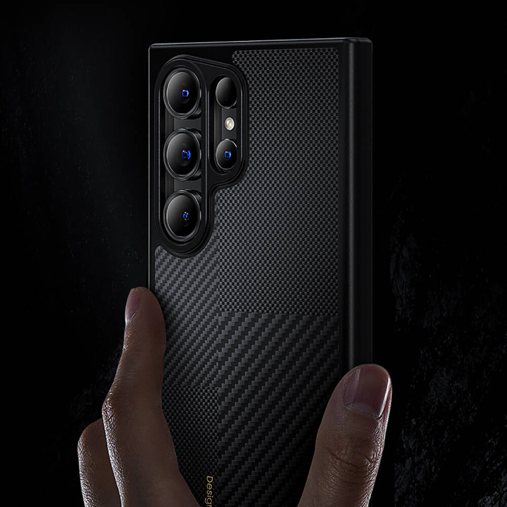 Galaxy S24 Ultra Kılıf Magsafe Şarj Özellikli Karbon Fiber Benks Montage Hybrid ArmorPro Kevlar Kılıf Siyah