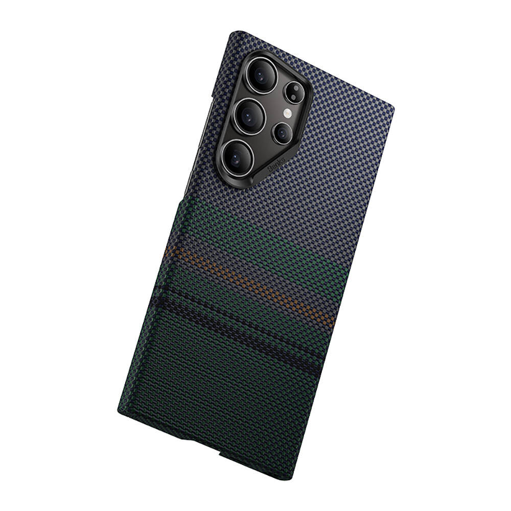 Galaxy S24 Ultra Kılıf Magsafe Şarj Özellikli Karbon Fiber Tasarımlı Benks Aurora ArmorAir Kevlar Kılıf Siyah