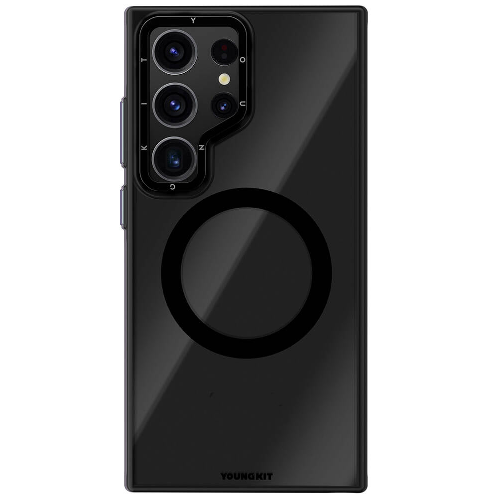 Galaxy S24 Ultra Kılıf Magsafe Şarj Özellikli Sararma Önleyici Youngkit Crystal Grid Kılıf Siyah