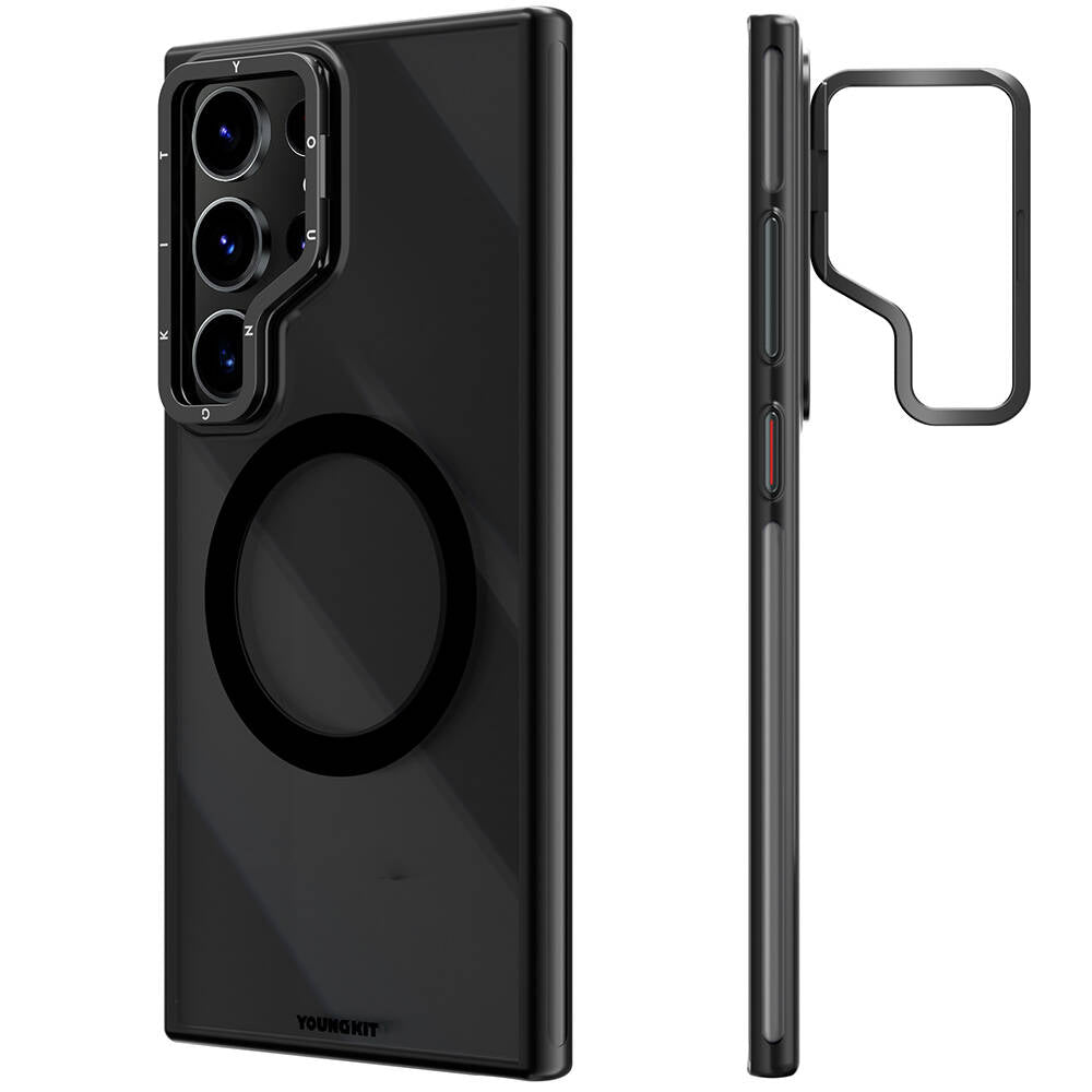 Galaxy S24 Ultra Kılıf Magsafe Şarj Özellikli Sararma Önleyici Youngkit Crystal Grid Kılıf Siyah