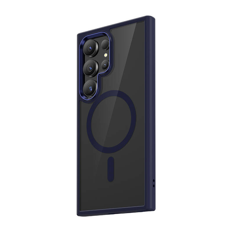 Galaxy S24 Ultra Kılıf Magsafe Şarj Özellikli Şeffaf Arka Yüzey Benks MagClap TPU Çerçeve Kılıf Siyah