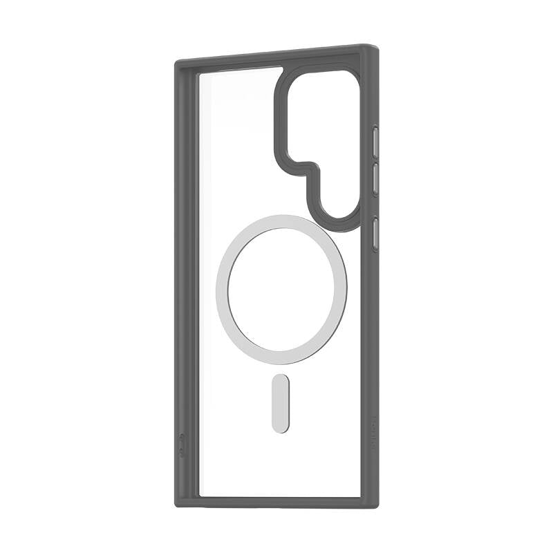 Galaxy S24 Ultra Kılıf Magsafe Şarj Özellikli Şeffaf Arka Yüzey Benks MagClap TPU Çerçeve Kılıf Gri