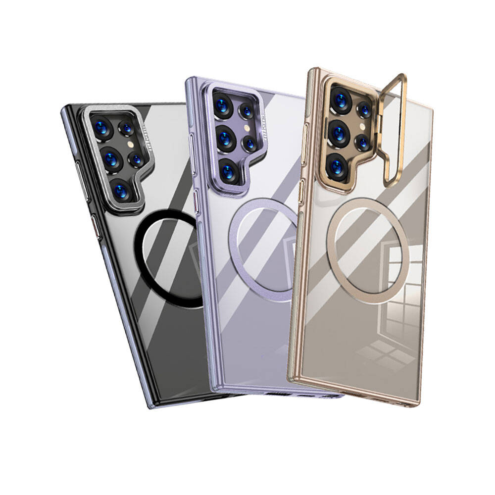 Galaxy S24 Ultra Kılıf Magsafe Şarj Özellikli Wlons Standlı Efsane Kılıf Siyah