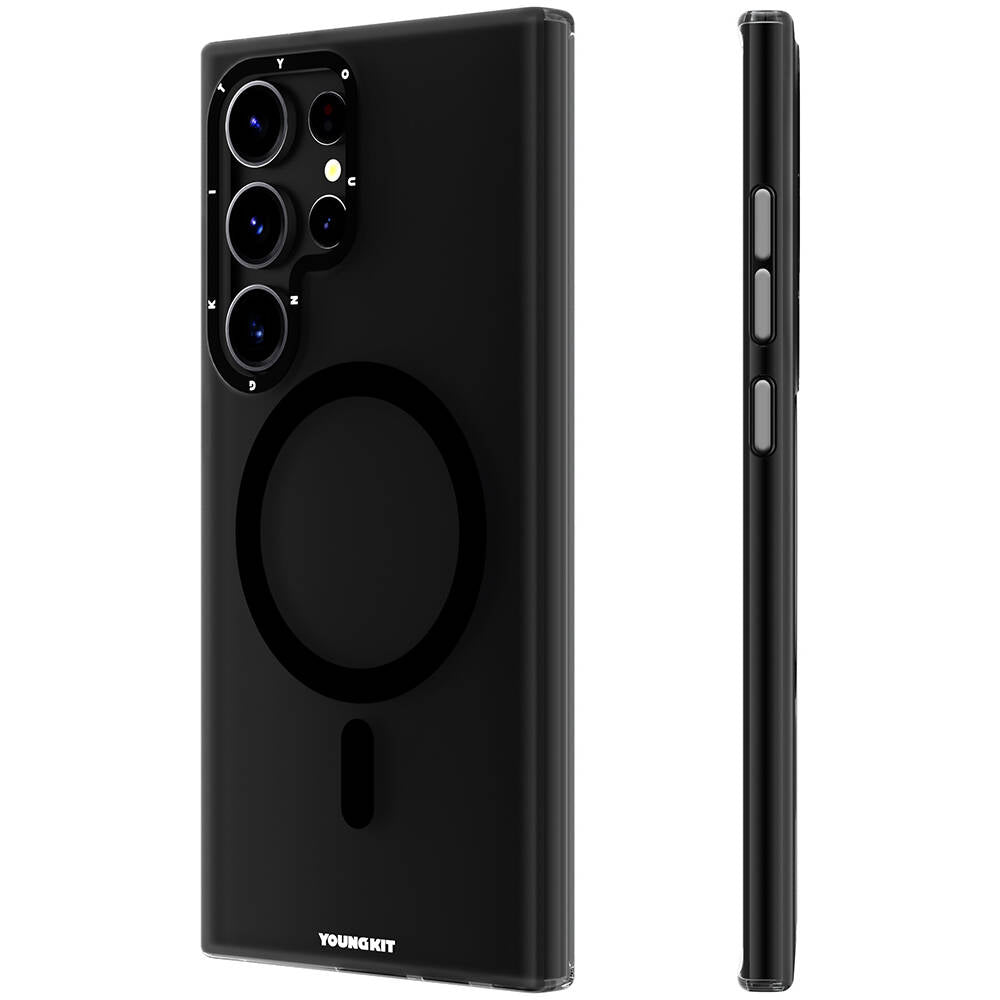 Galaxy S24 Ultra Kılıf Magsafe Şarj Özellikli Youngkit Hidden Sand Serisi Kılıf Siyah