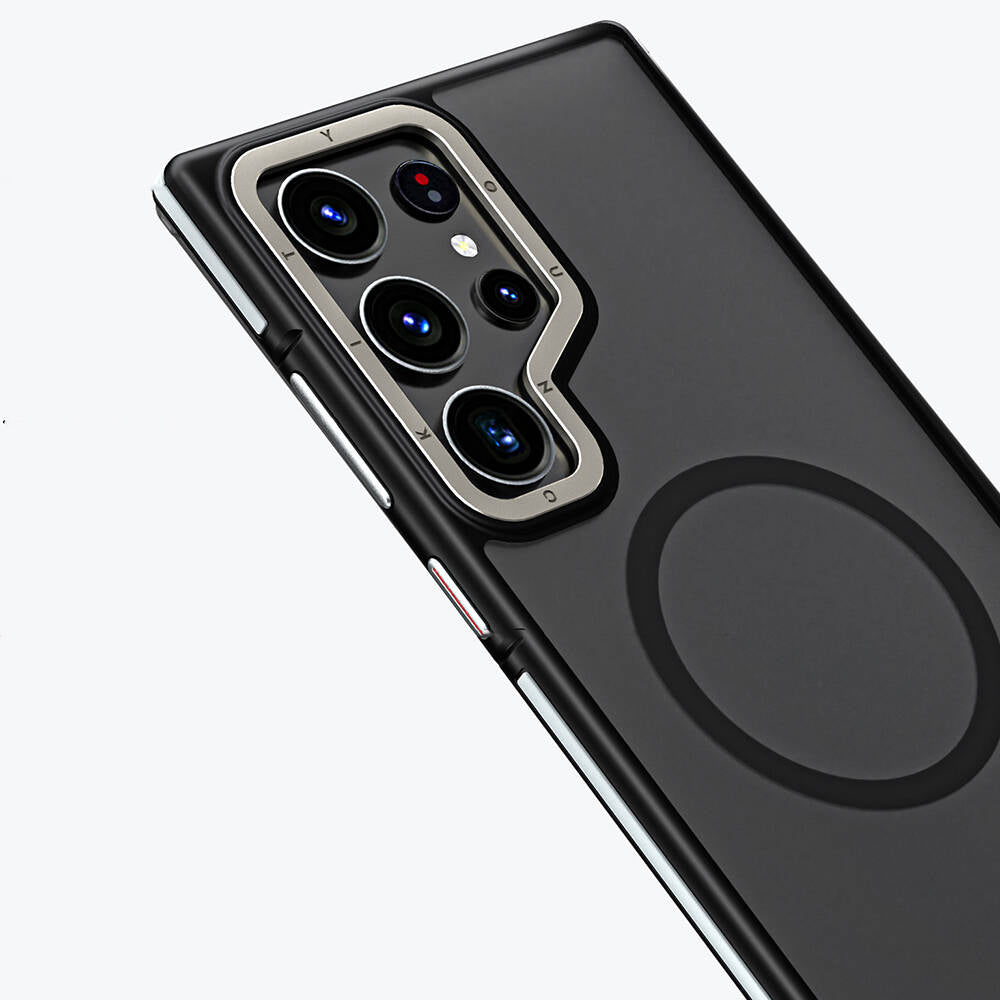 Galaxy S24 Ultra Kılıf Magsafe Şarj Özellikli Youngkit Rock Sand Serisi Kılıf Gri