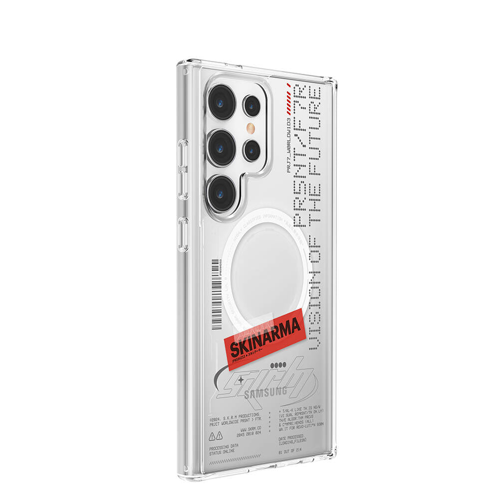 Galaxy S24 Ultra Kılıf SkinArma Magsafe Şarj Özellikli Yazı Desenli Airbag Tasarımlı Orion Kılıf Siyah