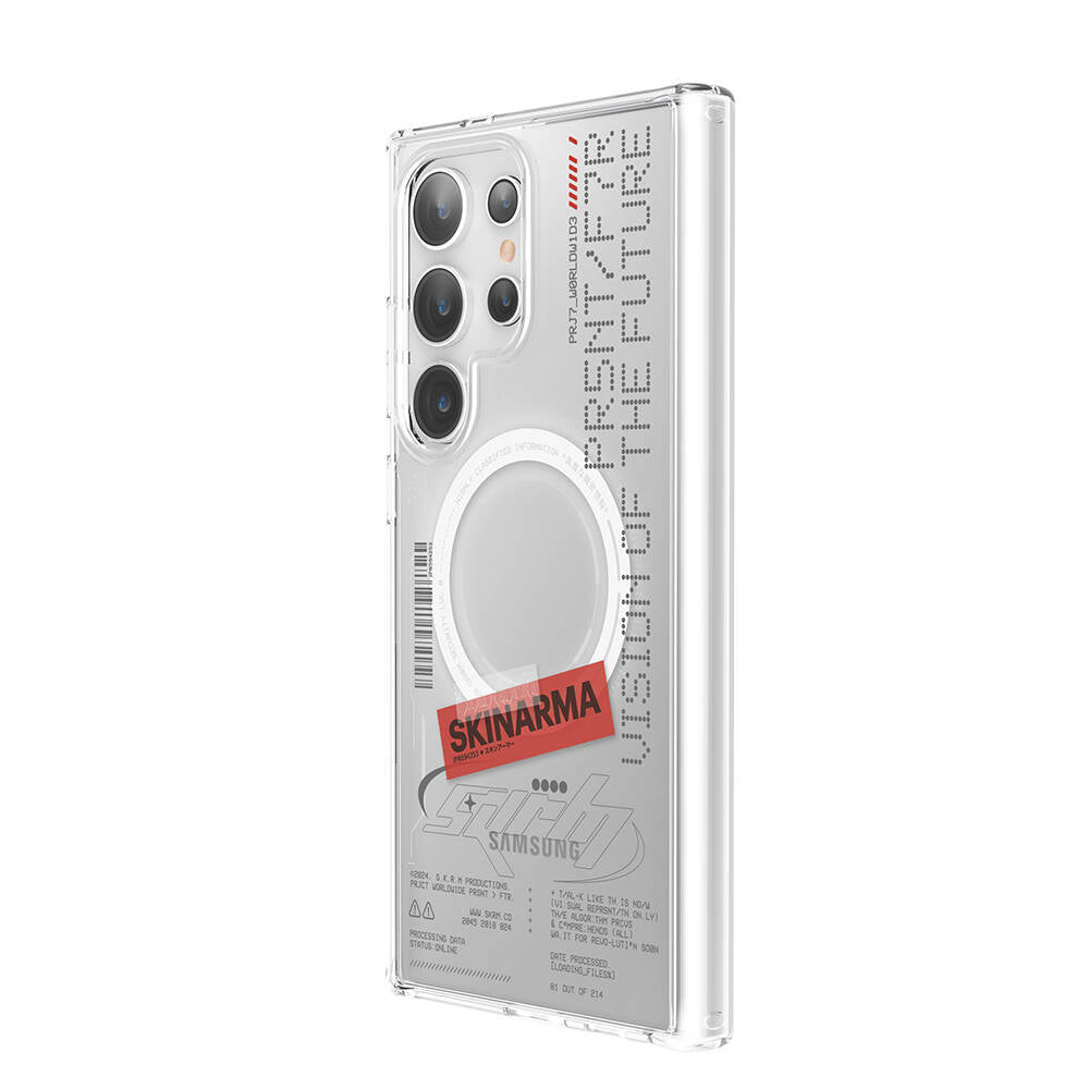 Galaxy S24 Ultra Kılıf SkinArma Magsafe Şarj Özellikli Yazı Desenli Airbag Tasarımlı Orion Kılıf Siyah