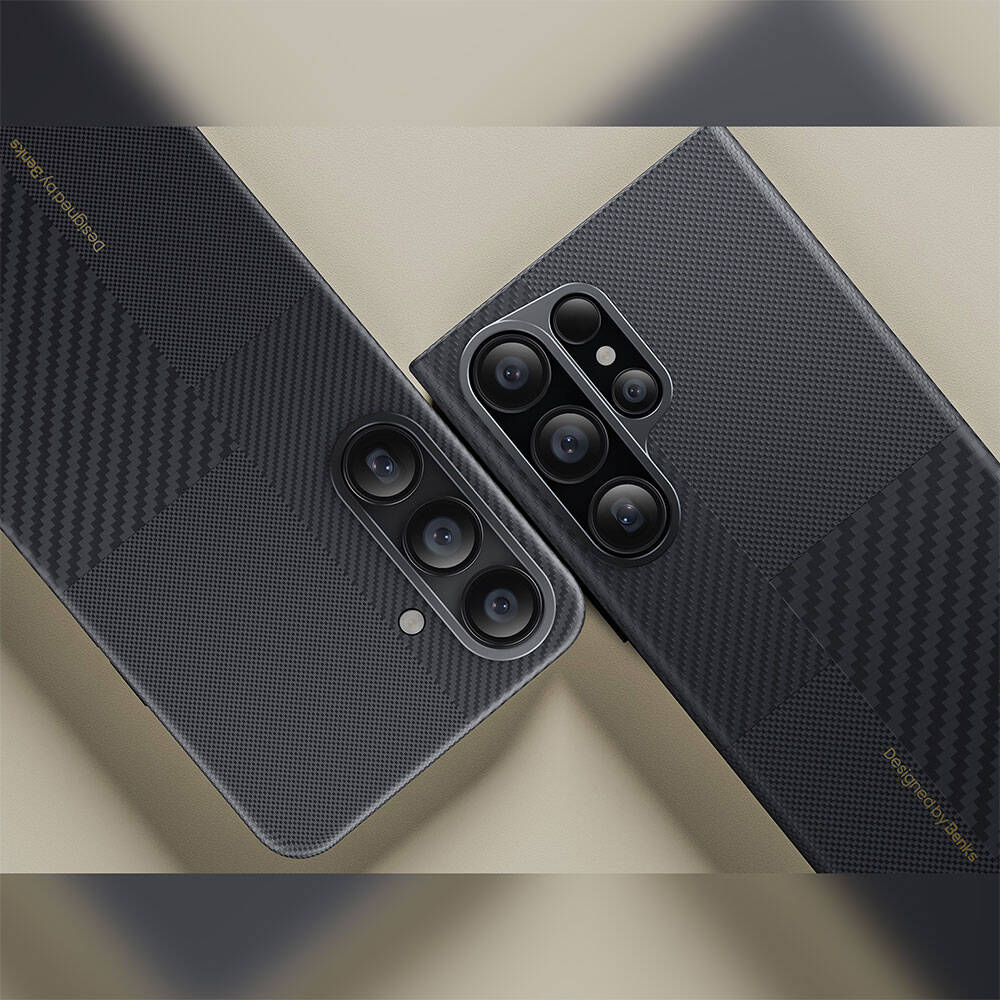 Galaxy S24 Ultra Magsafe Şarj Özellikli Karbon Fiber Benks Montage ArmorAir Kevlar Kılıf Siyah
