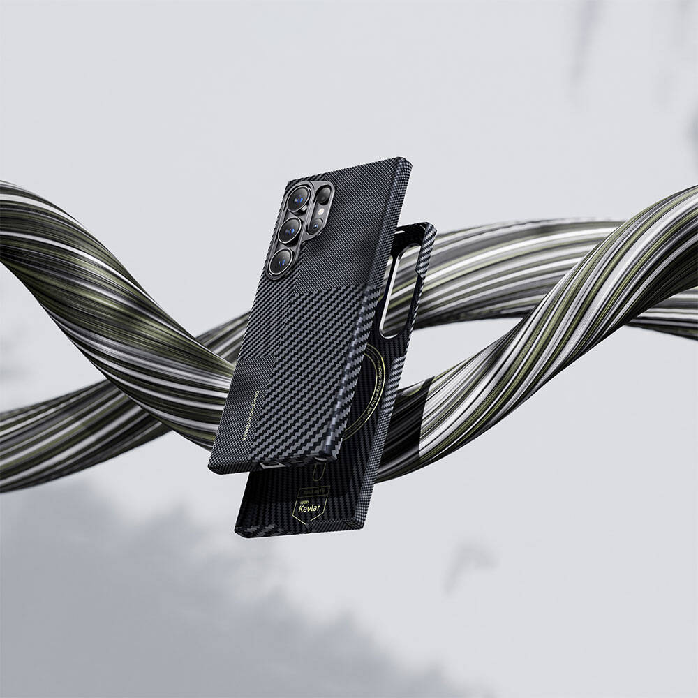 Galaxy S24 Ultra Magsafe Şarj Özellikli Karbon Fiber Benks Montage ArmorAir Kevlar Kılıf Siyah