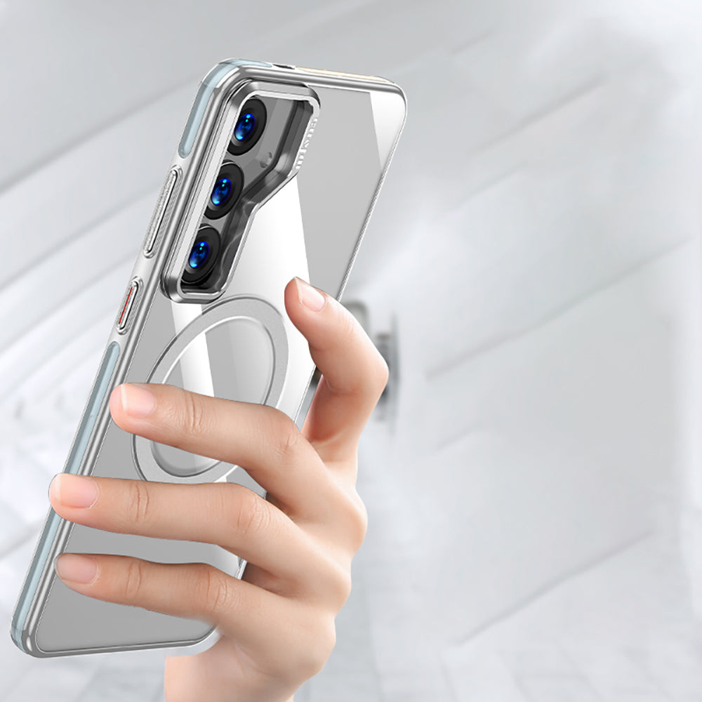 Galaxy S25 Kılıf M-safe Şarj Özellikli Wlons Standlı Efsane Kapak Gri