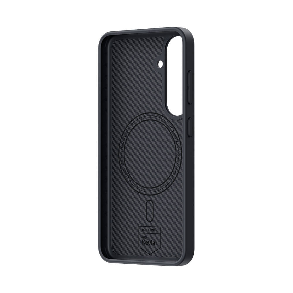 Galaxy S25 Plus Kılıf Karbon Fiber M-safe Şarj Özellikli Benks Hybrid ArmorPro 600D Kevlar Kapak Siyah