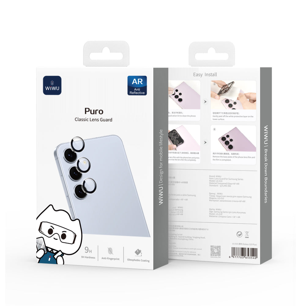 Galaxy S25 Plus Wiwu LG-010 Lens Guard Oleofobik Anti Reflective Kamera Lens Koruyucu + Kolay Uygulama Aparatlı Şeffaf