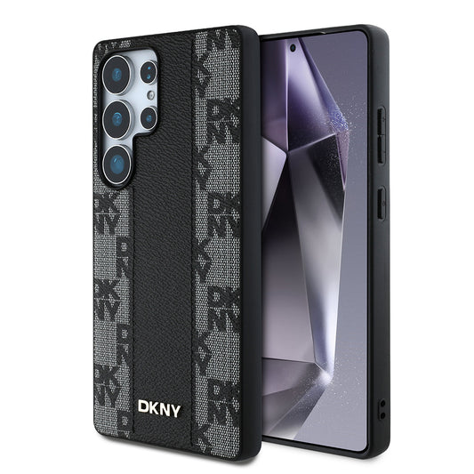 Galaxy S25 Ultra Kılıf DKNY Orjinal Lisanslı M-safe Şarj Özellikli 3D Yazılı Checkered Pattern Kapak