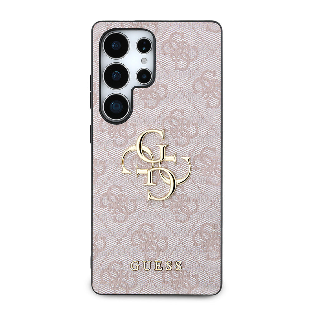 Galaxy S25 Ultra Kılıf Guess Orjinal Lisanslı PU Deri 4G Desenli Metal Büyük 4G ve Yazı Logolu Kapak