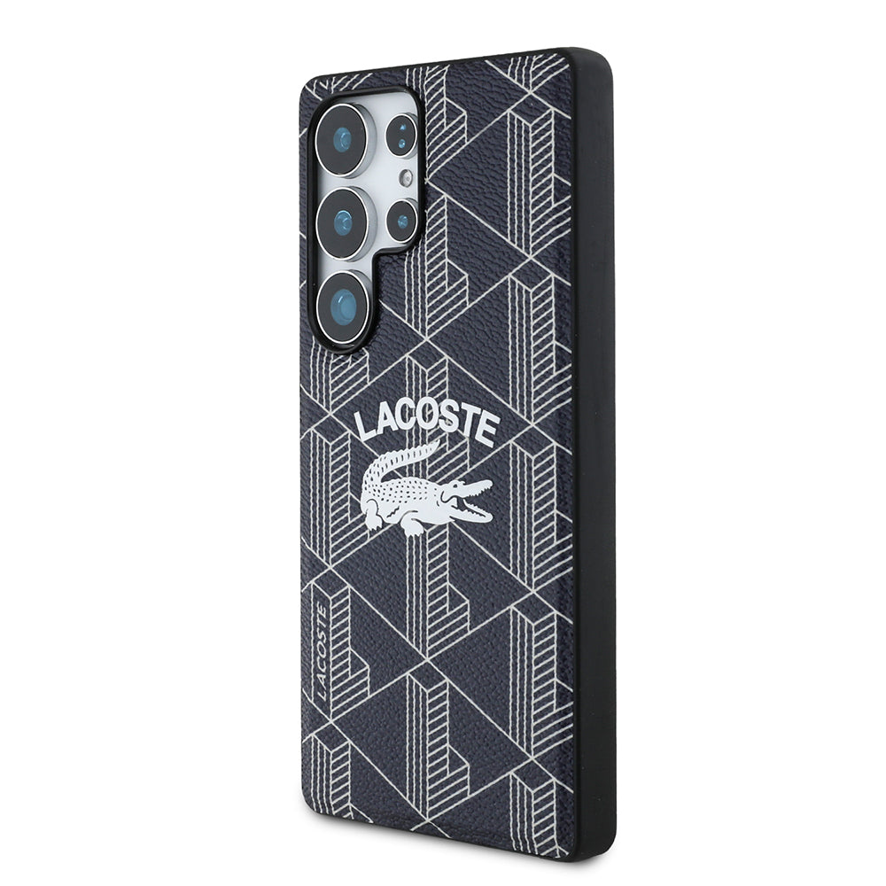 Galaxy S25 Ultra Kılıf Lacoste Orjinal Lisanslı M-safe Şarj Özellikli Mono Vintage Logo Kapak Lacivert