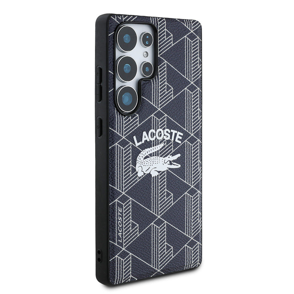 Galaxy S25 Ultra Kılıf Lacoste Orjinal Lisanslı M-safe Şarj Özellikli Mono Vintage Logo Kapak Lacivert