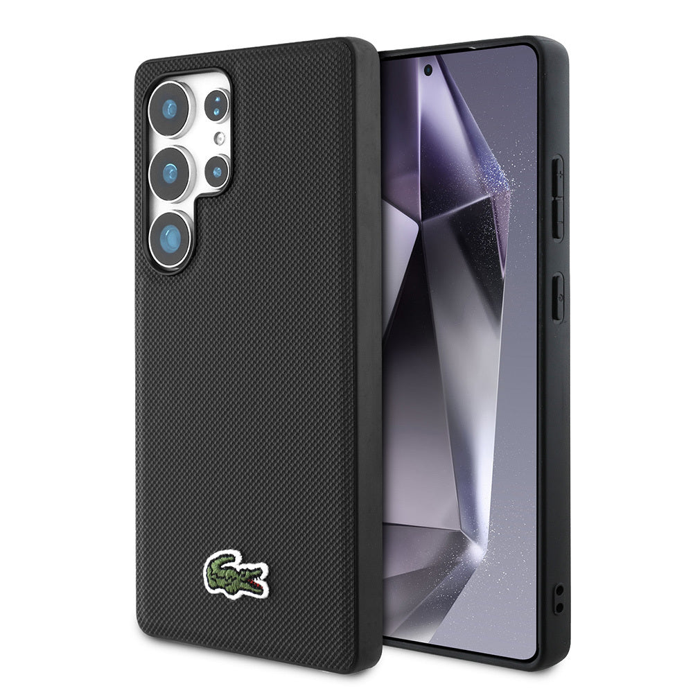 Galaxy S25 Ultra Kılıf Lacoste Orjinal Lisanslı PU Pike Desenli Arka Yüzey İkonik Timsah Dokuma Logolu Kapak Kırmızı