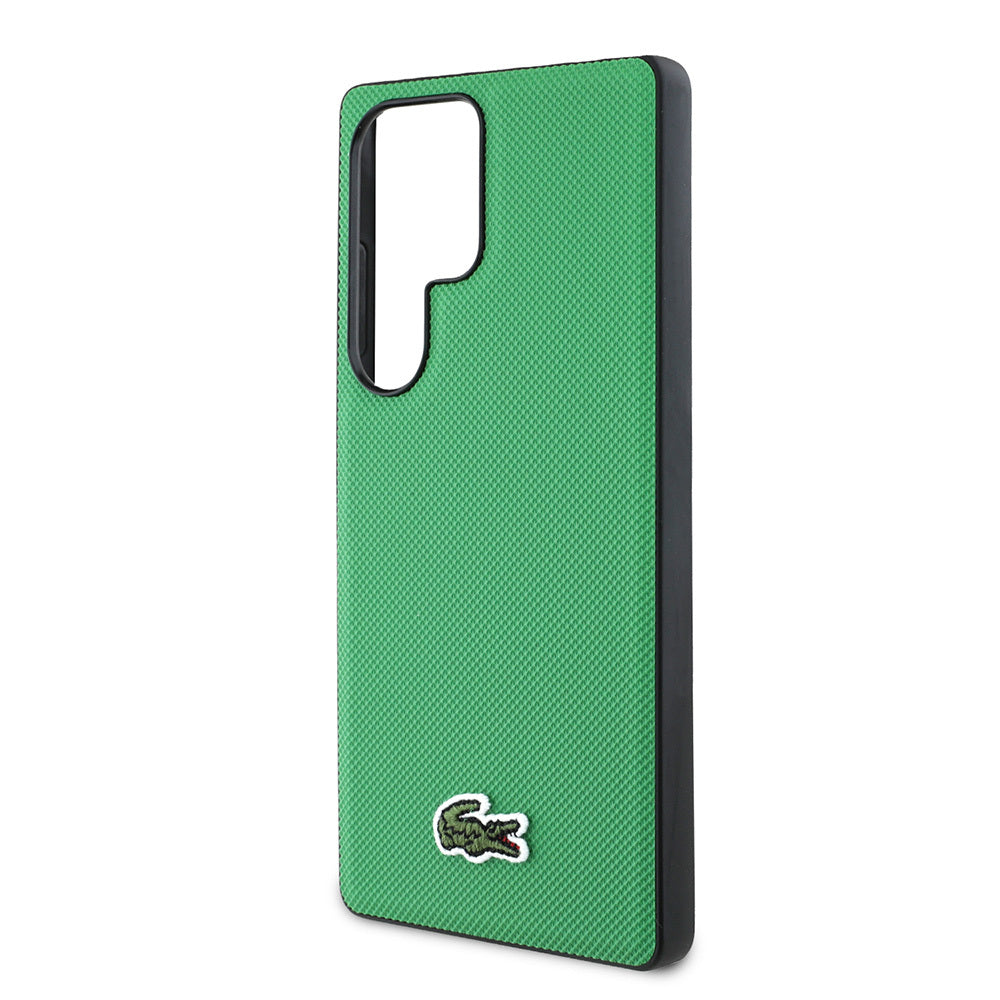 Galaxy S25 Ultra Kılıf Lacoste Orjinal Lisanslı PU Pike Desenli Arka Yüzey İkonik Timsah Dokuma Logolu Kapak Yeşil