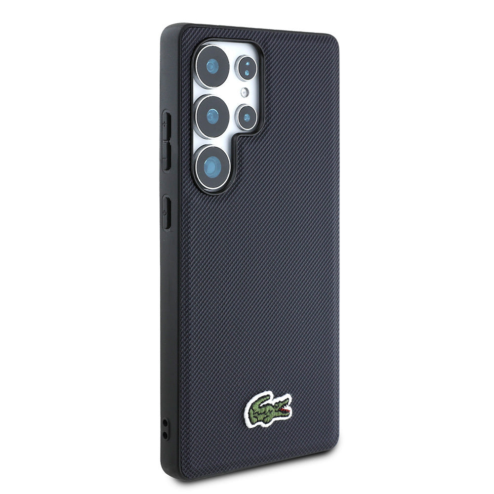 Galaxy S25 Ultra Kılıf Lacoste Orjinal Lisanslı PU Pike Desenli Arka Yüzey İkonik Timsah Dokuma Logolu Kapak Kırmızı