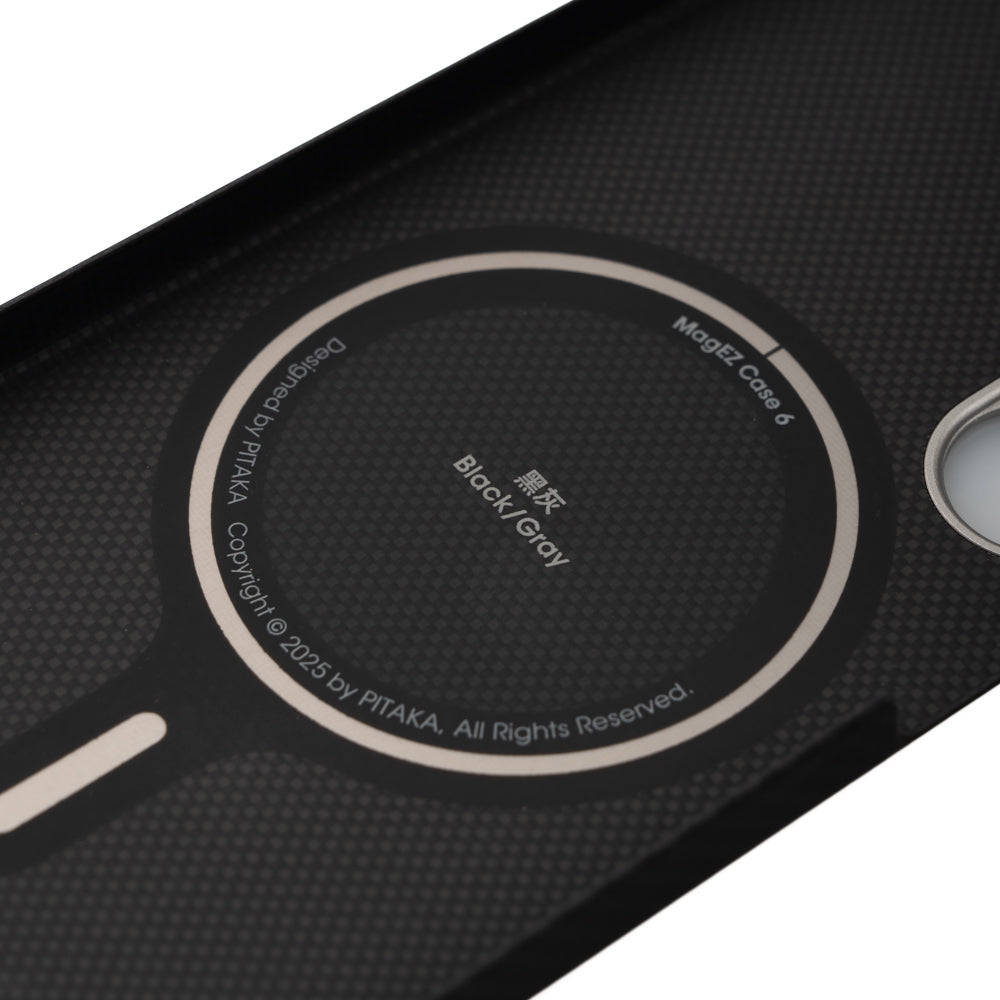 Galaxy S25 Ultra Kılıf M-safe Şarj Özellikli 600D Aramid Fiber Pitaka Ultra-Slim Classic Serisi Black-Grey Twill Kapak Siyah-Gri