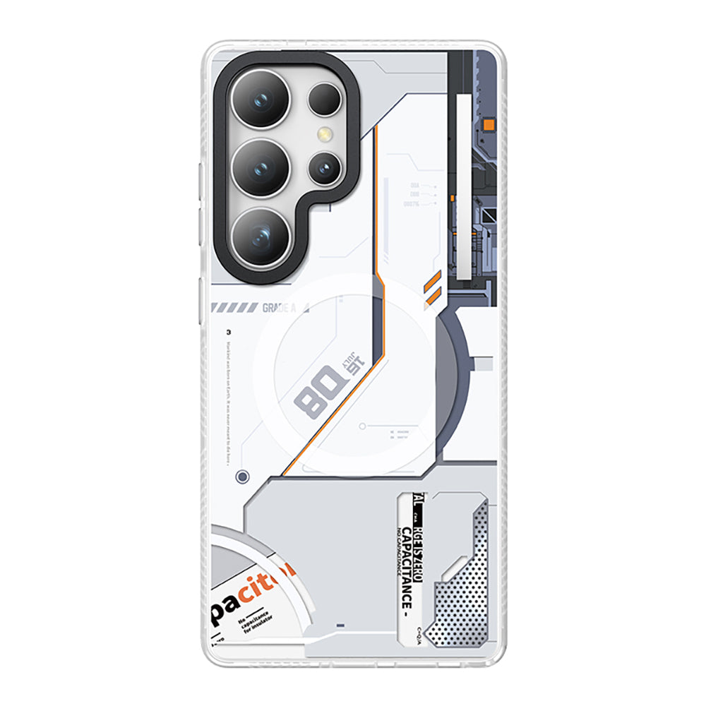 Galaxy S25 Ultra Kılıf Magsafe Şarj Özellikli Benks Dynamic Mecha Serisi Kılıf Beyaz