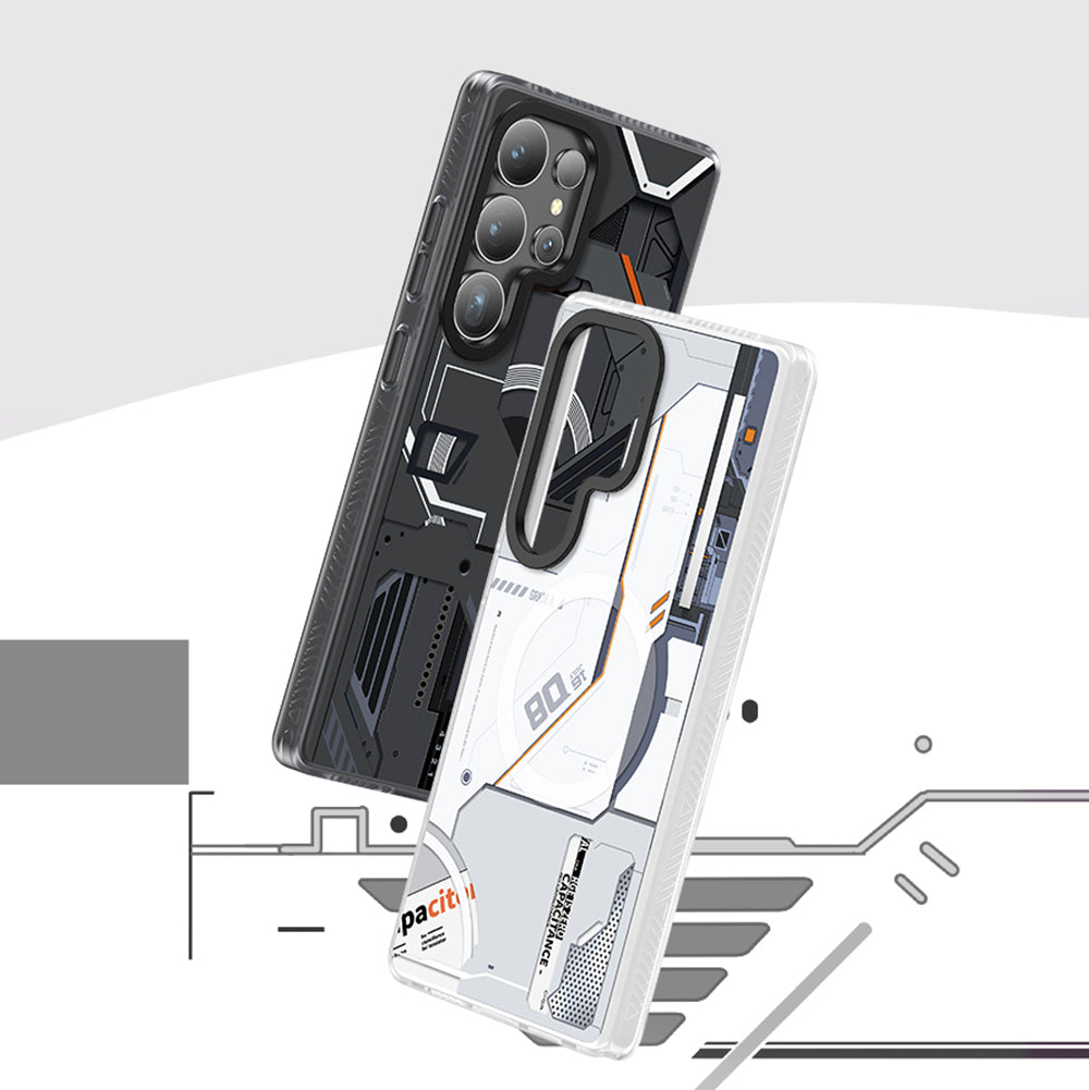 Galaxy S25 Ultra Kılıf Magsafe Şarj Özellikli Benks Dynamic Mecha Serisi Kılıf Beyaz