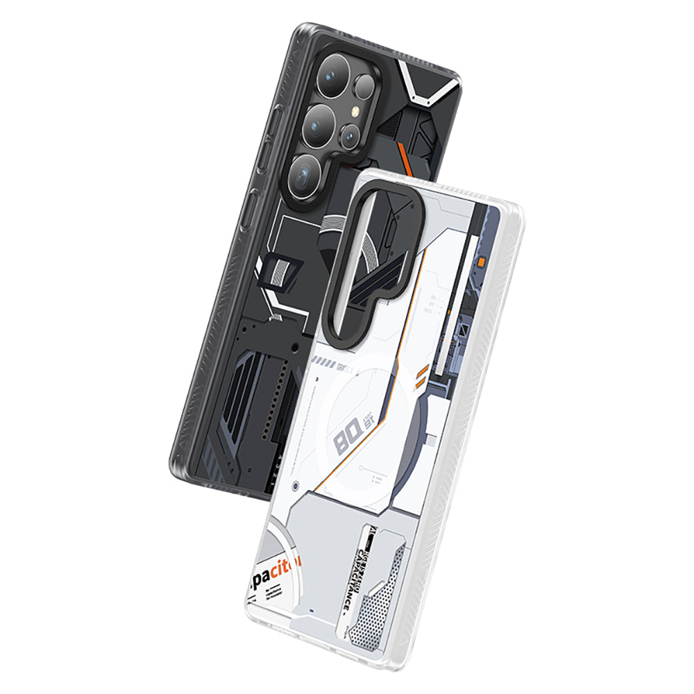 Galaxy S25 Ultra Kılıf Magsafe Şarj Özellikli Benks Dynamic Mecha Serisi Kılıf Beyaz