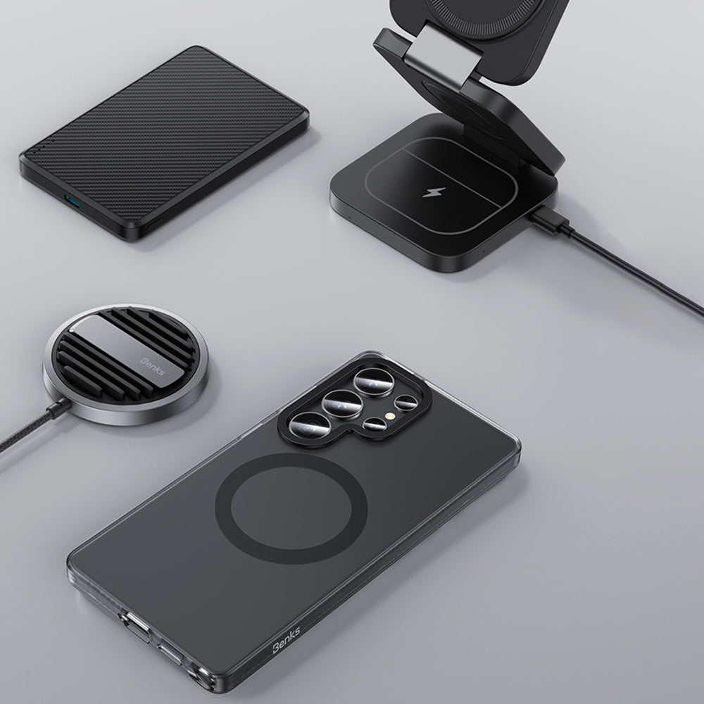 Galaxy S25 Ultra Kılıf Magsafe Şarj Özellikli Benks Lucid Armor Kılıf Titanyum