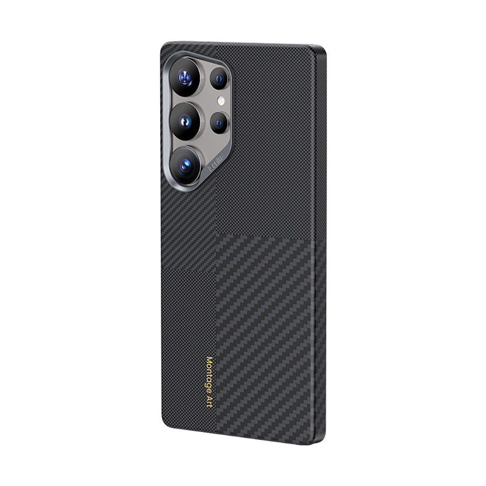 Galaxy S25 Ultra Kılıf Magsafe Şarj Özellikli Karbon Fiber Benks Montage ArmorAir Kevlar Kılıf Siyah