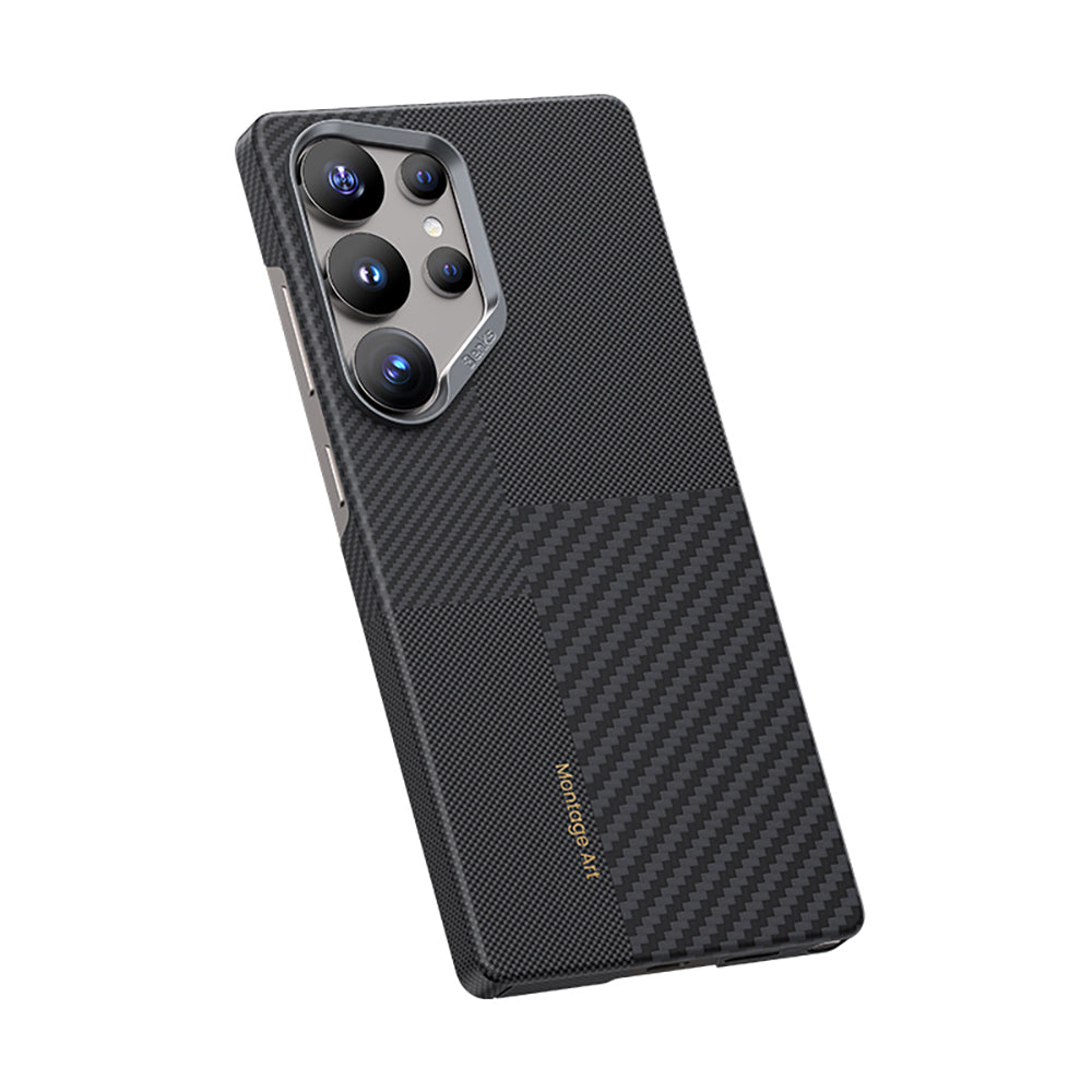 Galaxy S25 Ultra Kılıf Magsafe Şarj Özellikli Karbon Fiber Benks Montage ArmorAir Kevlar Kılıf Siyah