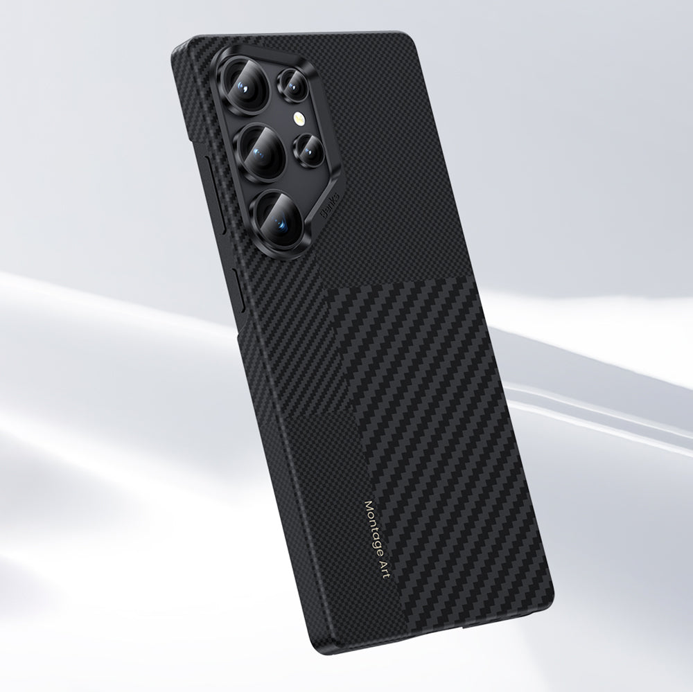 Galaxy S25 Ultra Kılıf Magsafe Şarj Özellikli Karbon Fiber Benks Montage ArmorAir Kevlar Kılıf Siyah