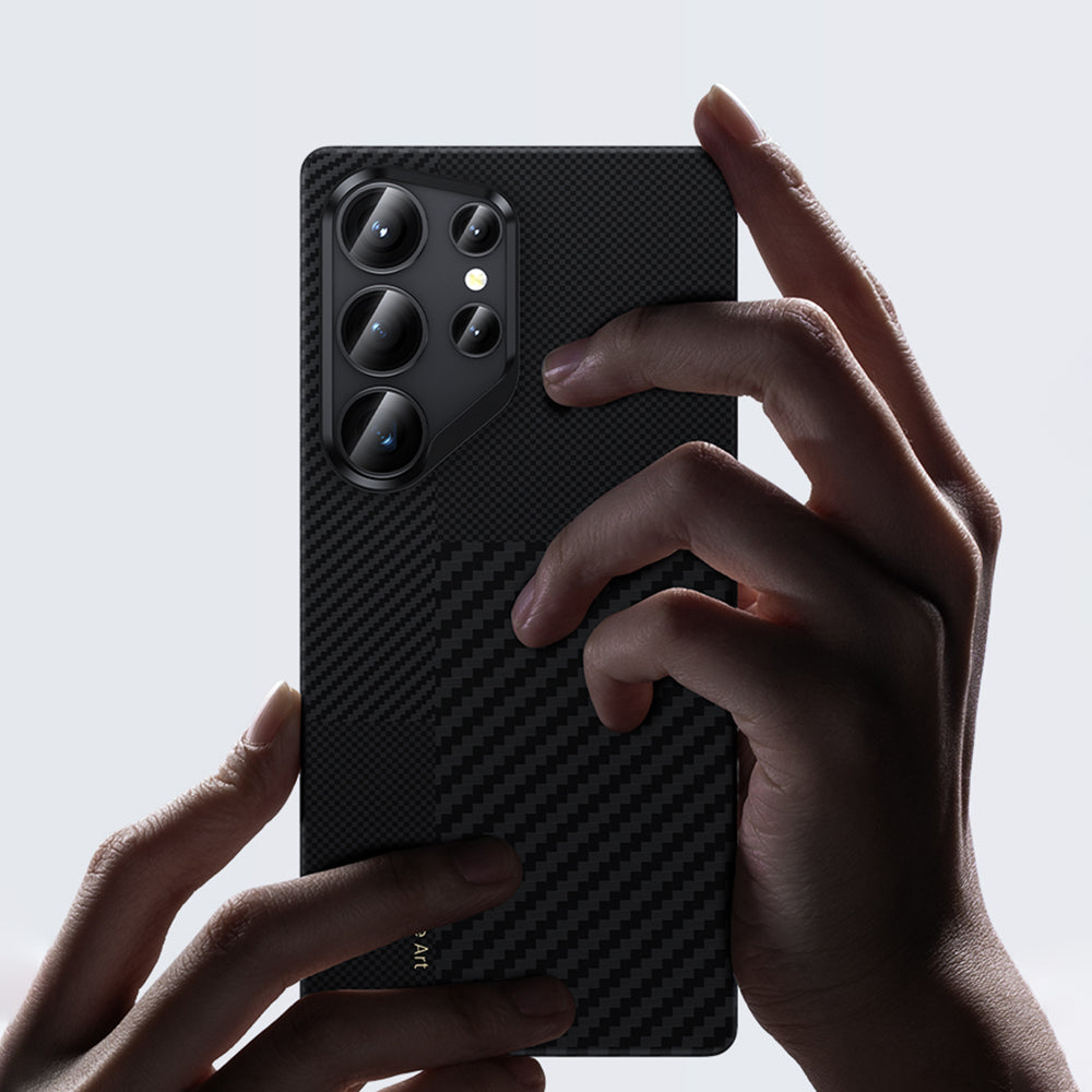 Galaxy S25 Ultra Kılıf Magsafe Şarj Özellikli Karbon Fiber Benks Montage ArmorAir Kevlar Kılıf Siyah