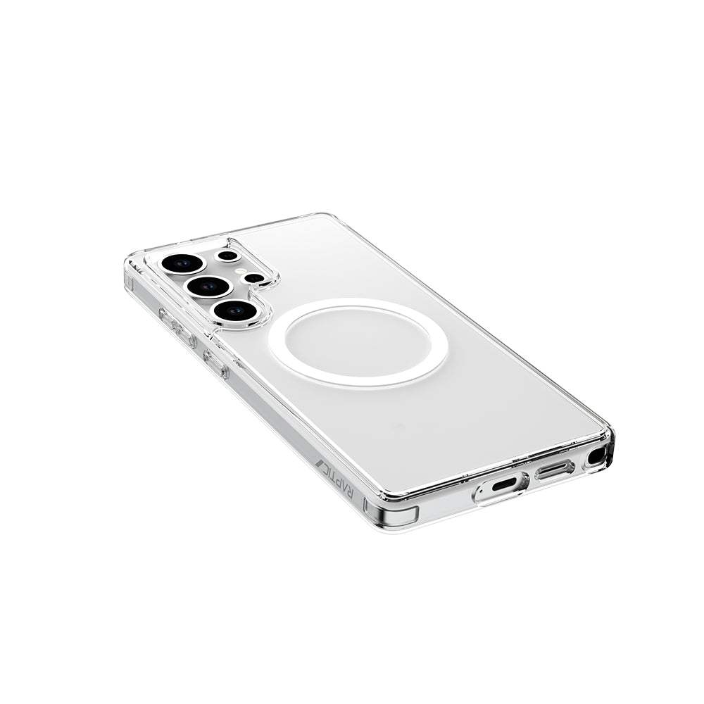 Galaxy S25 Ultra Kılıf M-safe Şarj Özellikli Raptic Crystal M-safe Serisi Şeffaf Kapak Şeffaf