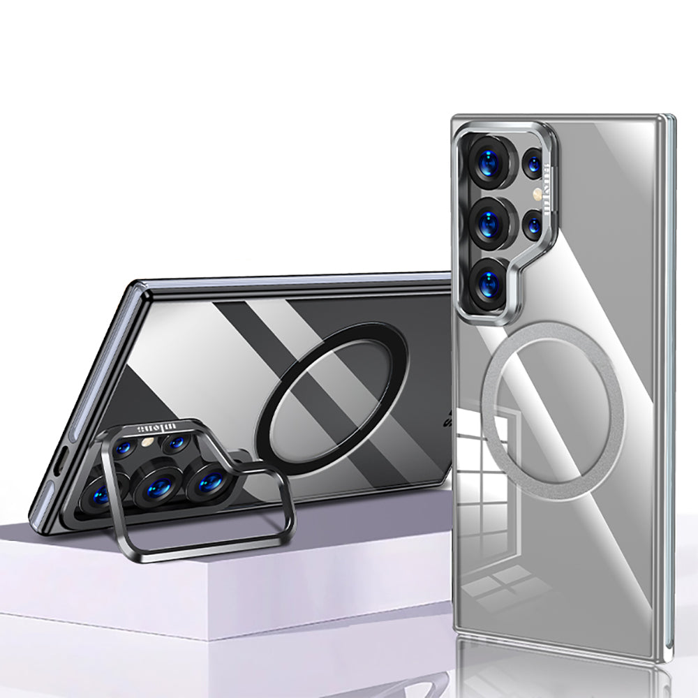 Galaxy S25 Ultra Kılıf M-safe Şarj Özellikli Wlons Standlı Efsane Kapak Gri