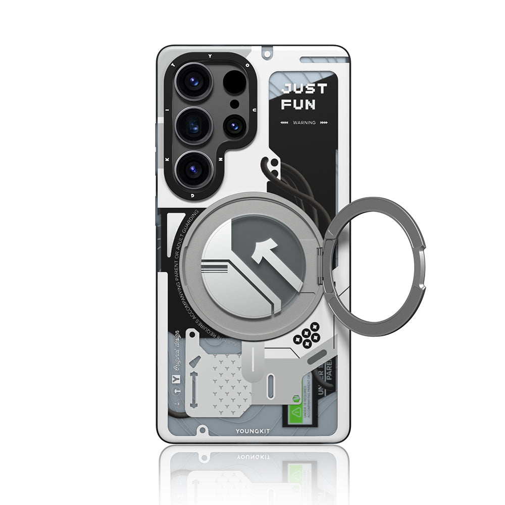 Galaxy S25 Ultra Kılıf M-safe Şarj Özellikli Youngkit 360° Standlı Starship Serisi Kapak Siyah