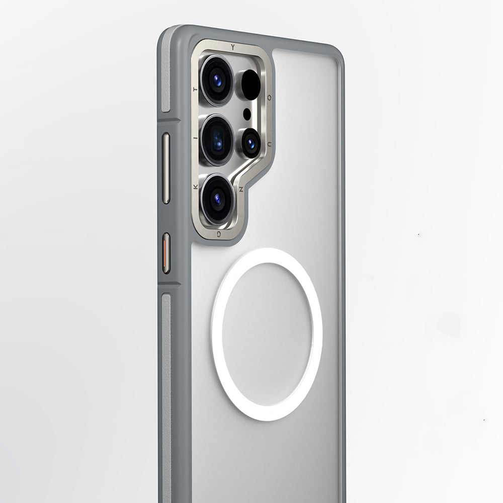 Galaxy S25 Ultra Kılıf M-safe Şarj Özellikli Youngkit Rock Sand Serisi Kapak Gri