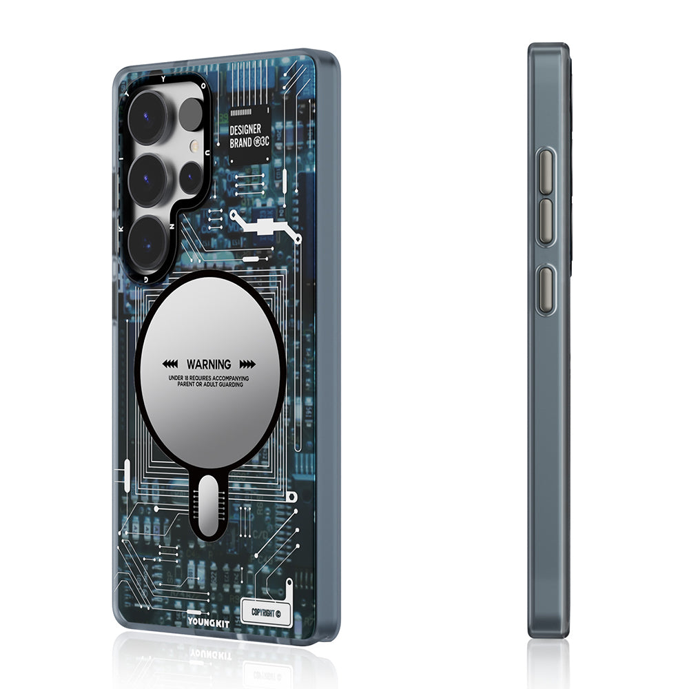 Galaxy S25 Ultra Kılıf M-safe Şarj Özellikli YoungKit Technology Serisi Kapak Siyah