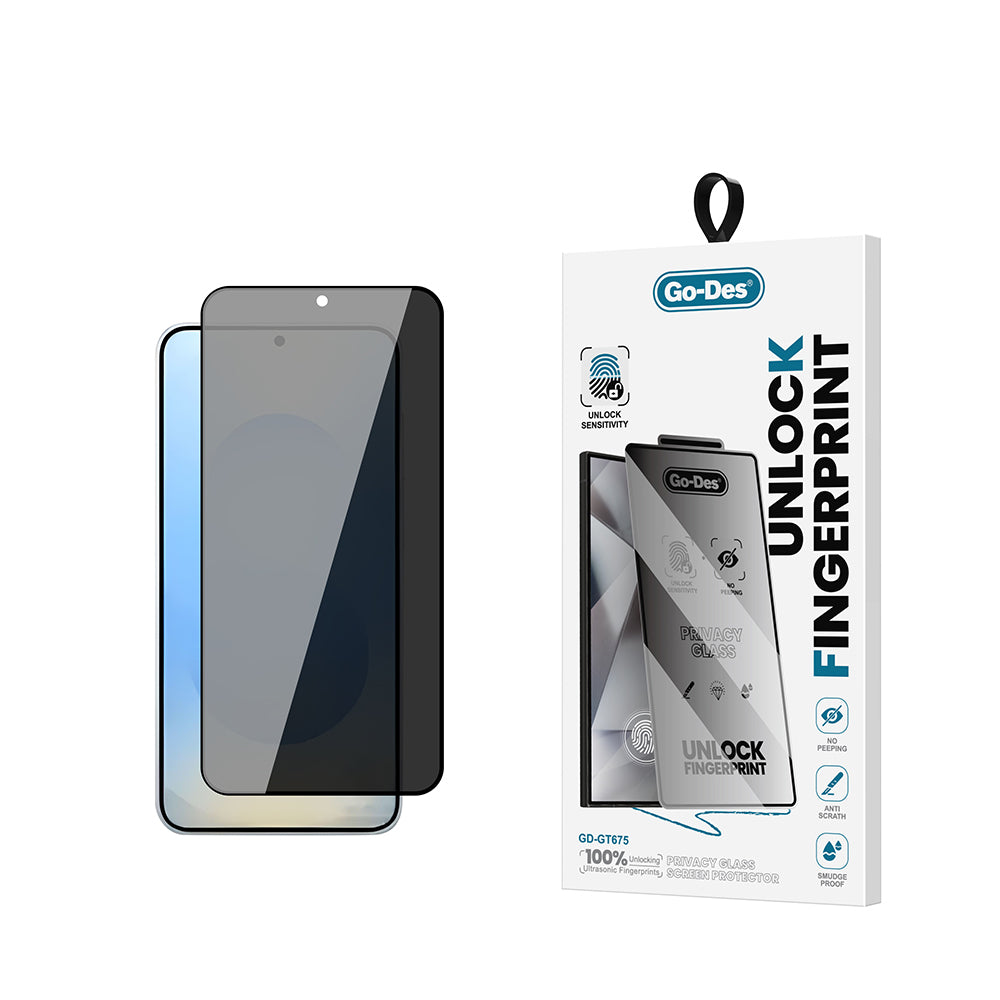 Galaxy S26 Go Des GD-001 Parmak İzi Bırakmayan Privacy 9H Temperli HD Cam Hayalet Ekran Koruyucu