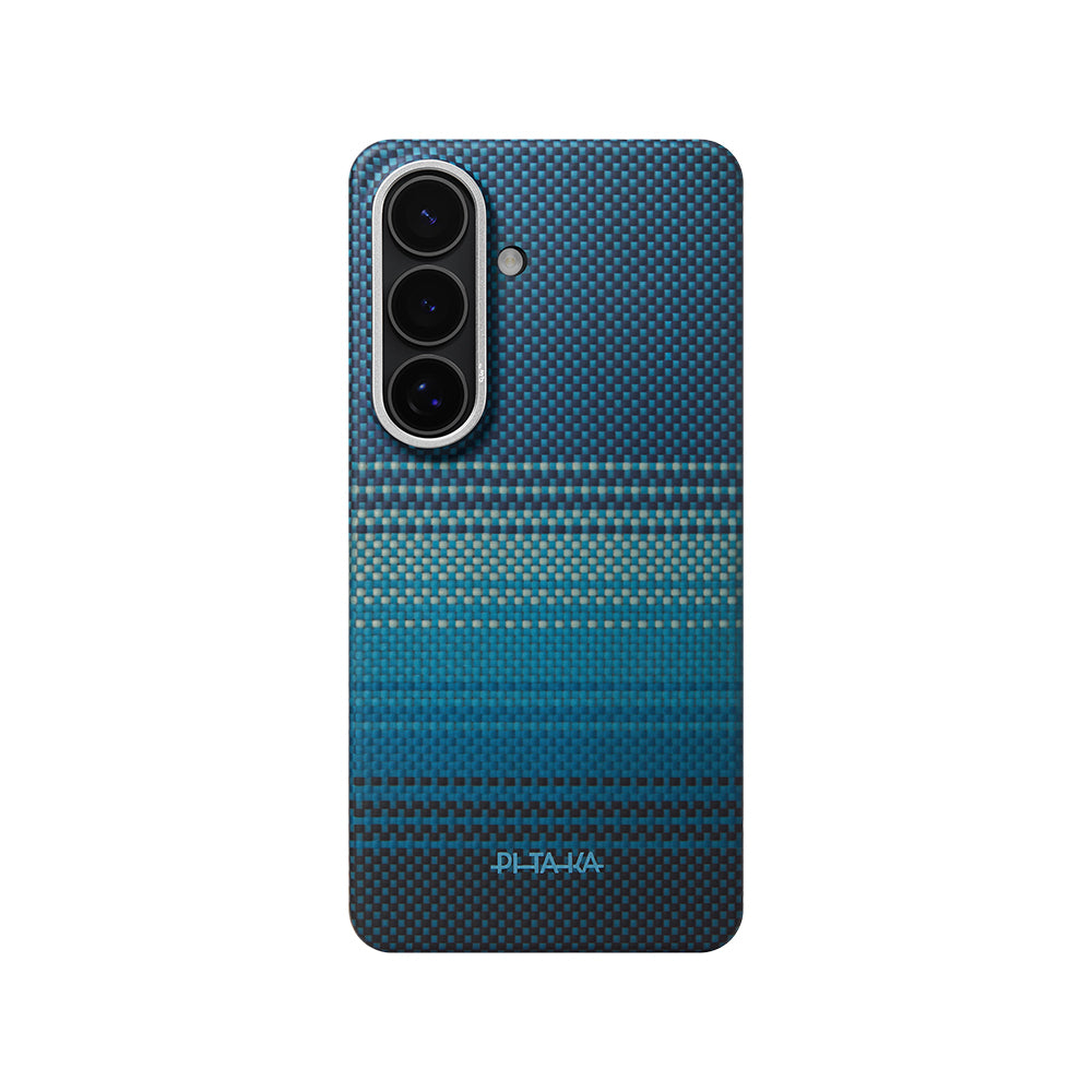 Galaxy S26 Kılıf M-safe Şarj Özellikli Aramid Fiber Pitaka Tactile Woven Sunset-Moonrise Serisi Kapak