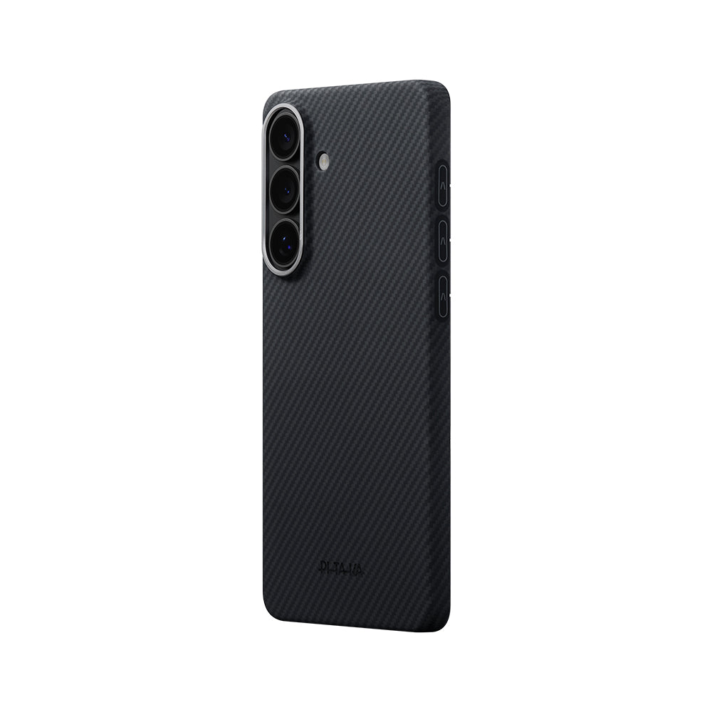 Galaxy S26 Plus Kılıf M-safe Şarj Özellikli 600D Aramid Fiber Pitaka Edge Serisi Black-Grey Twill Kapak