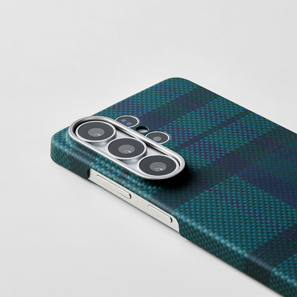 Galaxy S26 Ultra Kılıf M-safe Şarj Özellikli Aramid Karbon Fiber Pitaka Flora in Grid Serisi Kapak