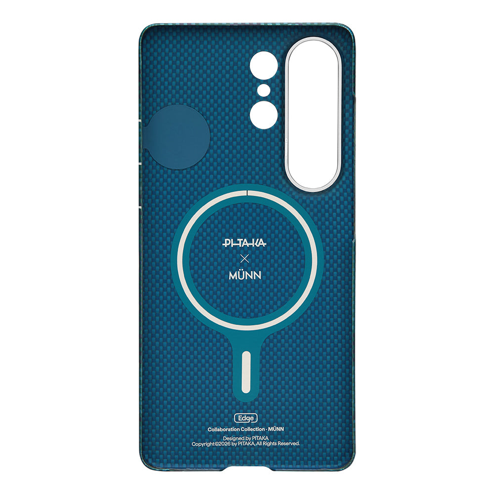 Galaxy S26 Ultra Kılıf M-safe Şarj Özellikli Aramid Karbon Fiber Pitaka Flora in Grid Serisi Kapak