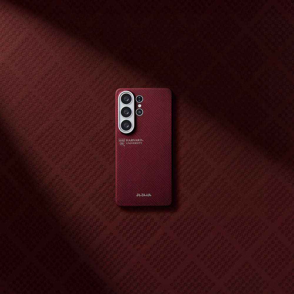 Galaxy S26 Ultra Kılıf M-safe Şarj Özellikli Aramid Karbon Fiber Pitaka Harvard University Serisi Kapak