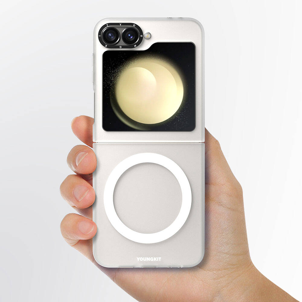 Galaxy Z Flip 6 Kılıf Magsafe Şarj Özellikli Youngkit Hidden Sand Serisi Kılıf Siyah