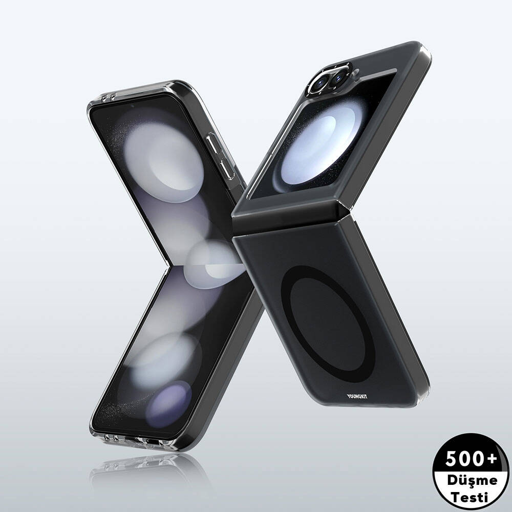 Galaxy Z Flip 6 Kılıf Magsafe Şarj Özellikli Youngkit Hidden Sand Serisi Kılıf Siyah