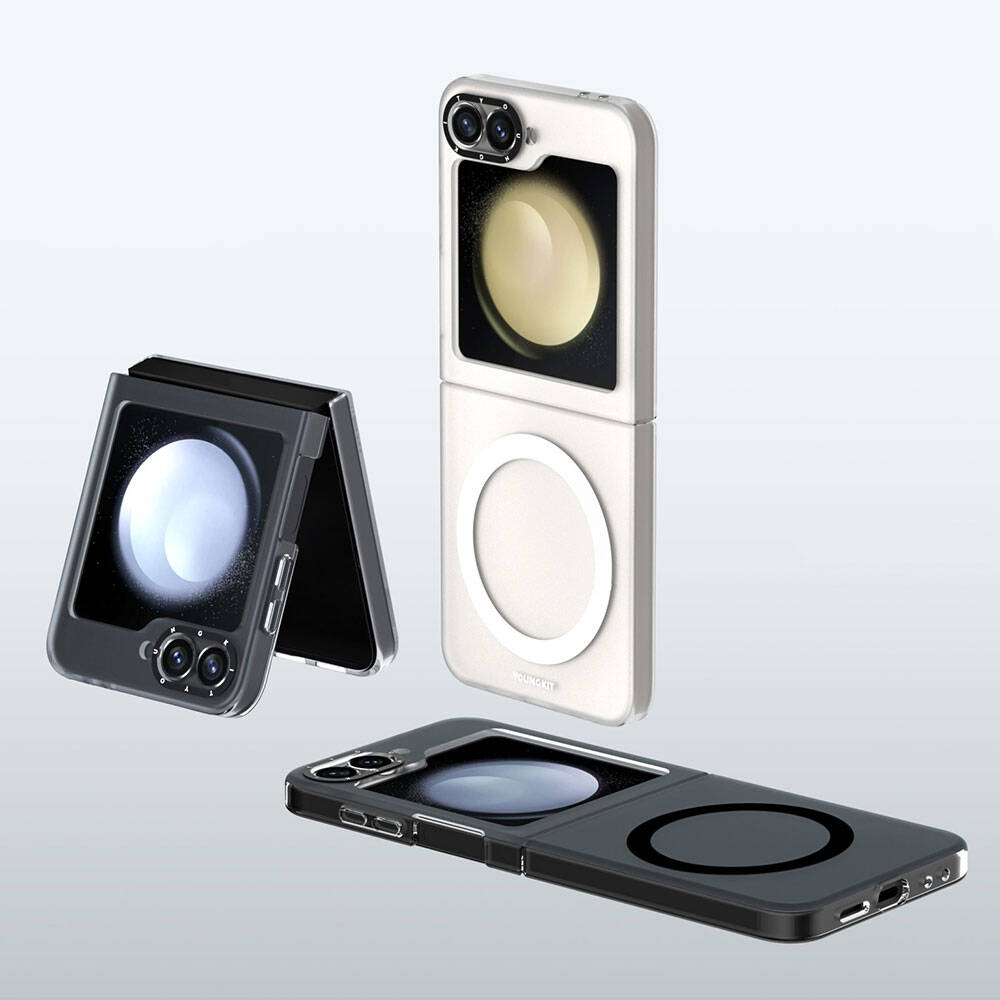 Galaxy Z Flip 6 Kılıf Magsafe Şarj Özellikli Youngkit Hidden Sand Serisi Kılıf Siyah