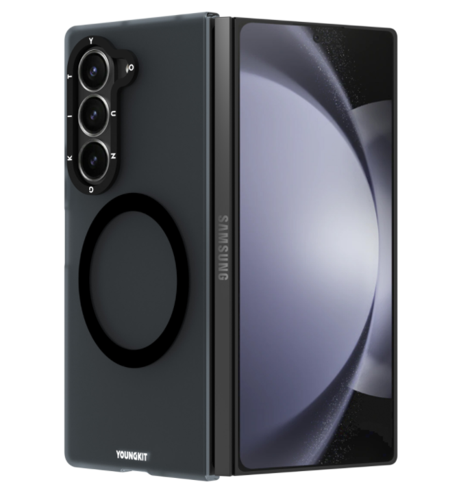 Galaxy Z Fold 6 Kılıf Magsafe Şarj Özellikli Youngkit Hidden Sand Serisi Kılıf Beyaz