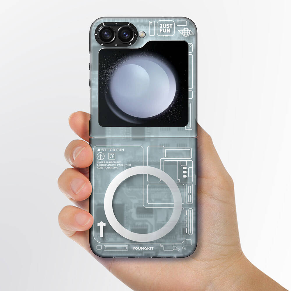 Galaxy Z Flip 6 Kılıf Magsafe Şarj Özellikli Youngkit Technology Serisi Kılıf Siyah